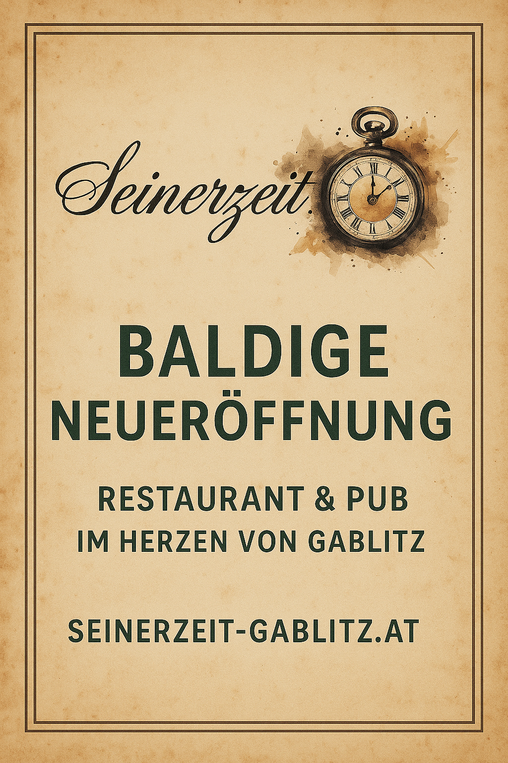 Seinerzeit Plakat für Neuankündigung